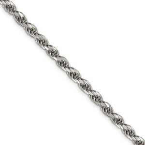 4.6mm, Sterling Silver Diamond Cut Solid Rope Chain Necklace, 22 Inch